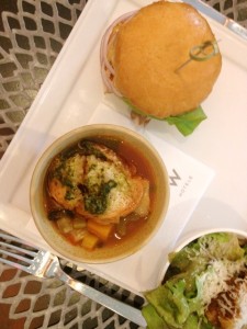 Lunch on the Fly sandwich, soup, and salad combo at TRACE at the W Hotel in Austin, Texas